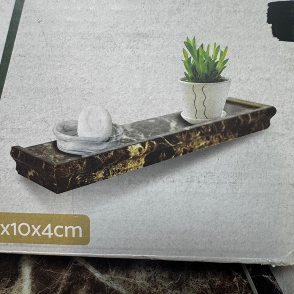 Homedeco Decorative Wall Shelf Marble Look Brown 17" x 4" x 1.5" set of 2